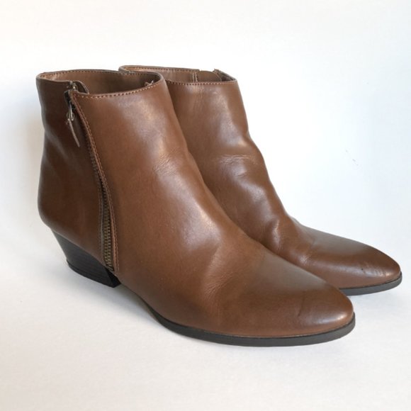 Studio Paolo Faux Leather Brown Zip Up Booties, sz 9.5M - Picture 2 of 11